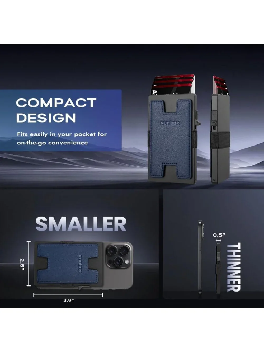 〽️ Men Royal Blue Slim 6+6 Card Holder Minimalist RFID Blocking Wallet